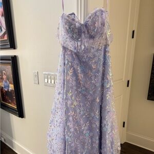 Coya Collection corset lace back Lavender Floral Prom Dress
